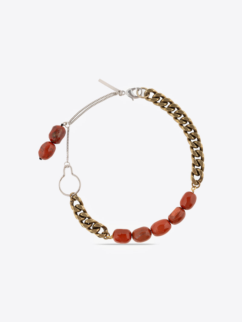 Dries Van Noten Stone Chain Necklace Dark Red