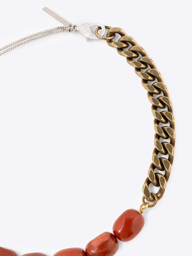 Dries Van Noten Stone Chain Necklace Dark Red