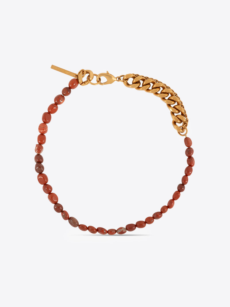 Dries Van Noten Stone Chain Necklace Dark Red