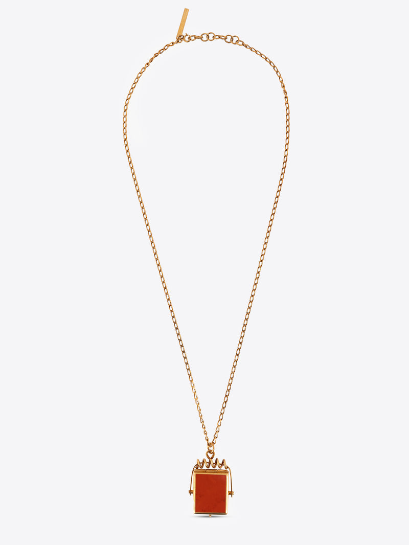 Dries Van Noten Stone Pendant Necklace Dark Red