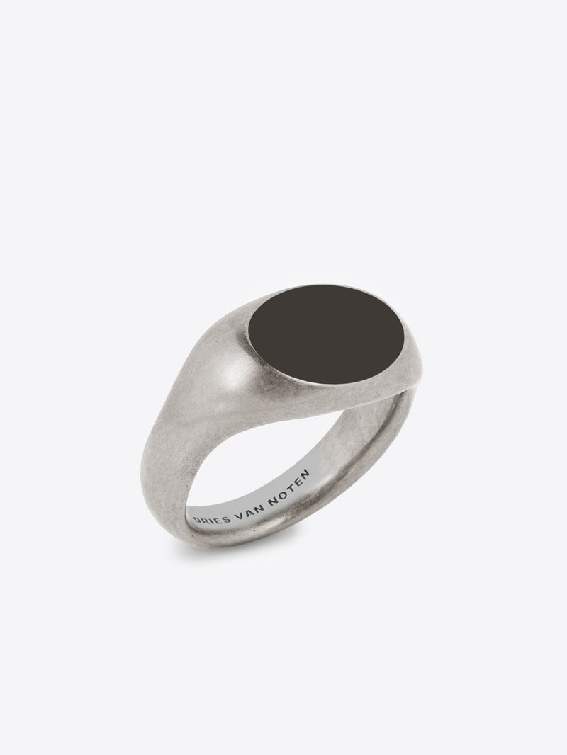 Dries Van Noten Stone Signet Ring Black