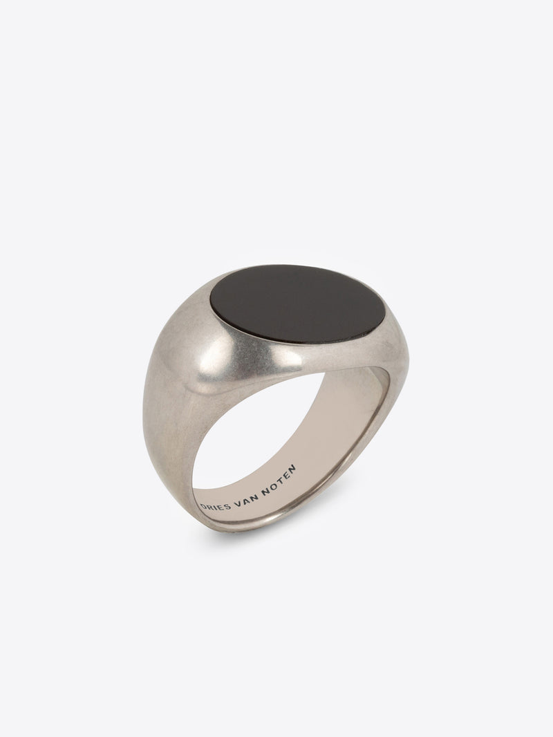 Dries Van Noten Stone Signet Ring Black