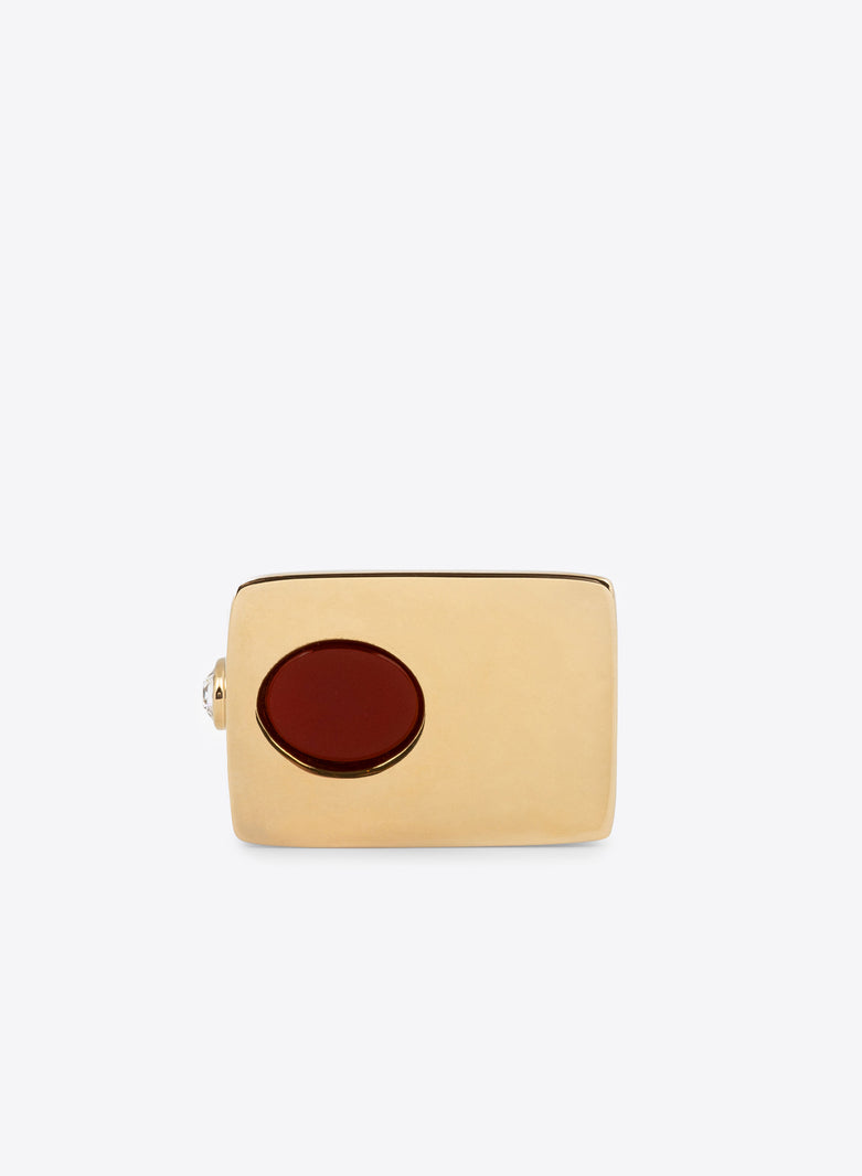 Dries Van Noten Stone Signet Ring Dark Red