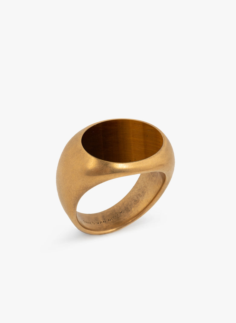 Dries Van Noten Stone Signet Ring TIGER EYE