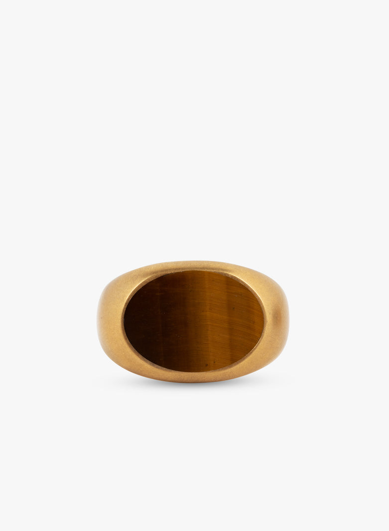 Dries Van Noten Stone Signet Ring TIGER EYE