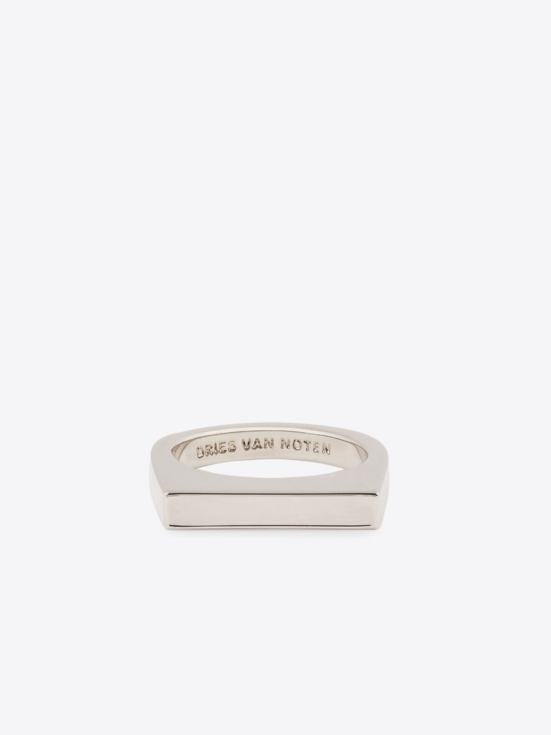 Dries Van Noten Thin Signet Ring Antic Silver