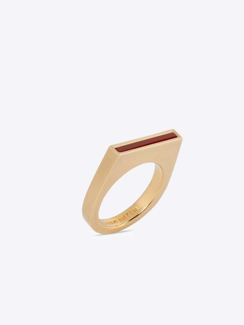 Dries Van Noten Thin Signet Ring Tiger Eye