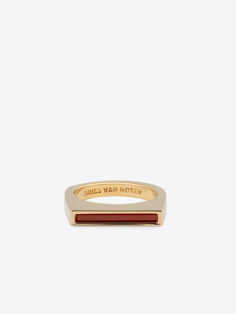 Dries Van Noten Thin Signet Ring Tiger Eye