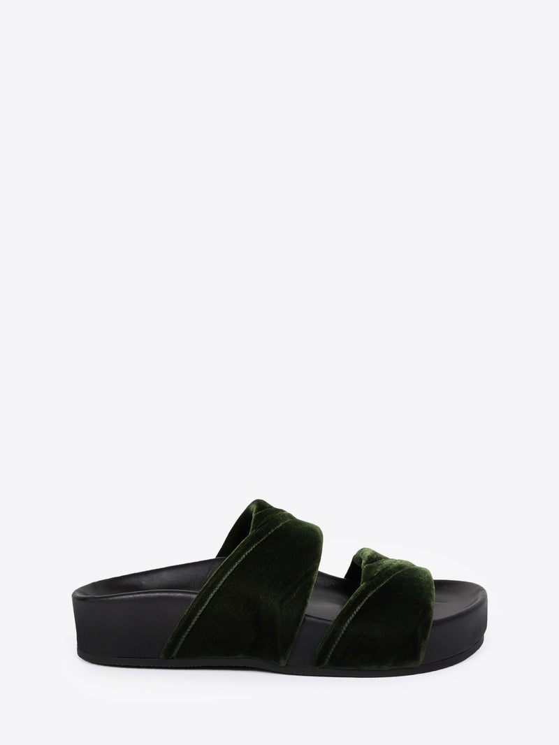Dries Van Noten Velvet Sandals OLIVE