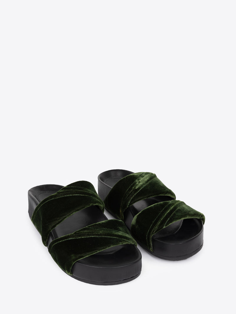 Dries Van Noten Velvet Sandals OLIVE