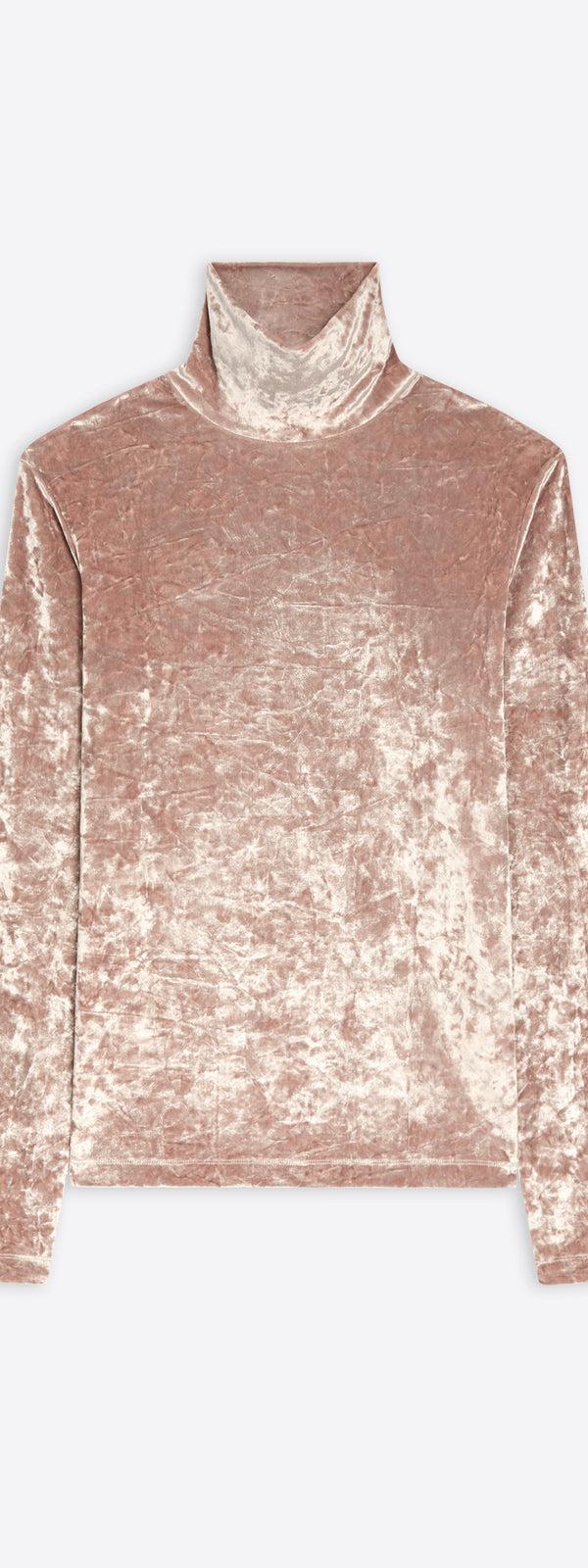 dries van noten Velvet turtleneck tee OLD ROSE