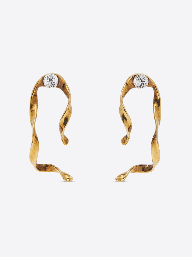 Dries Van Noten Wave Stud Earrings Brass