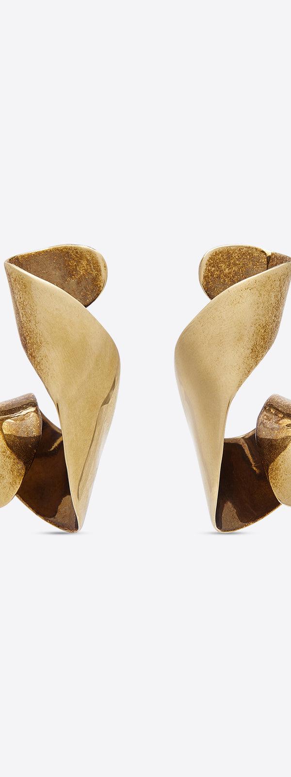 dries van noten Wave stud earrings brass