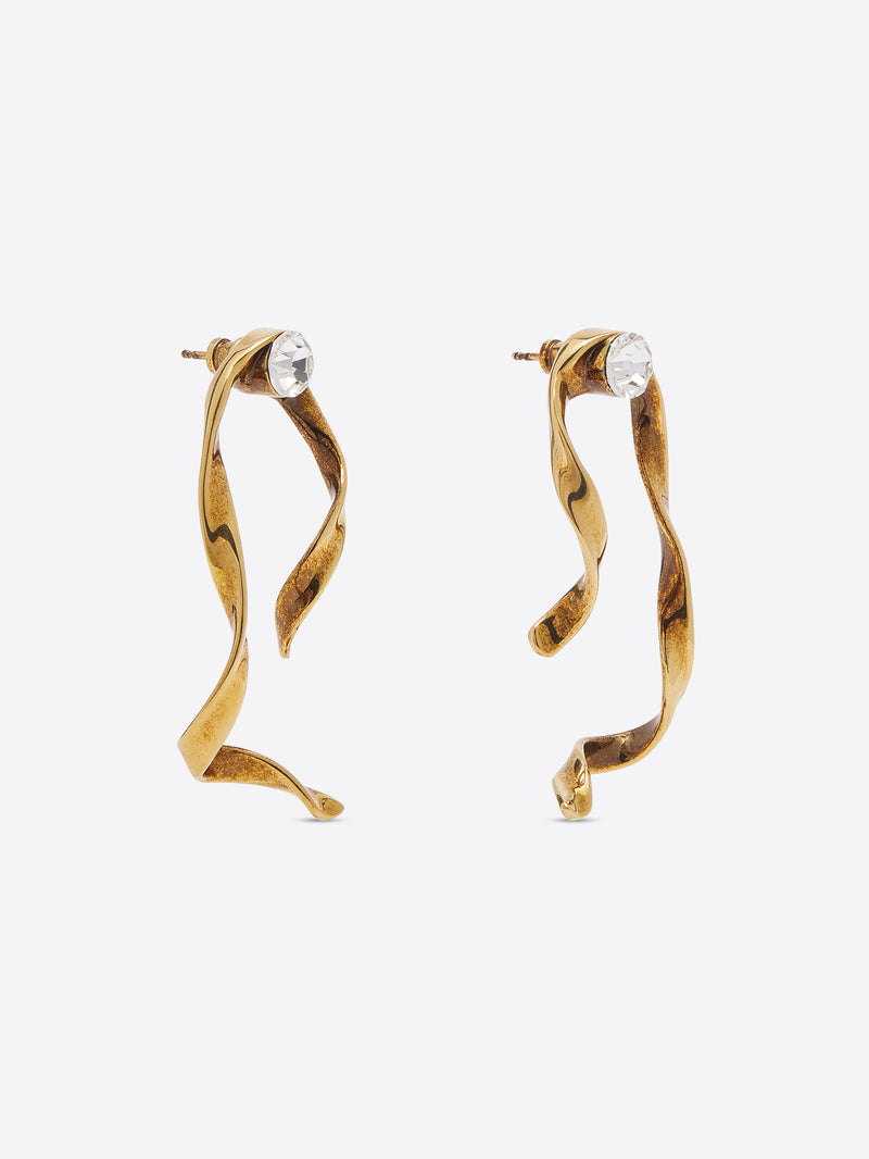 Dries Van Noten Wave Stud Earrings Brass