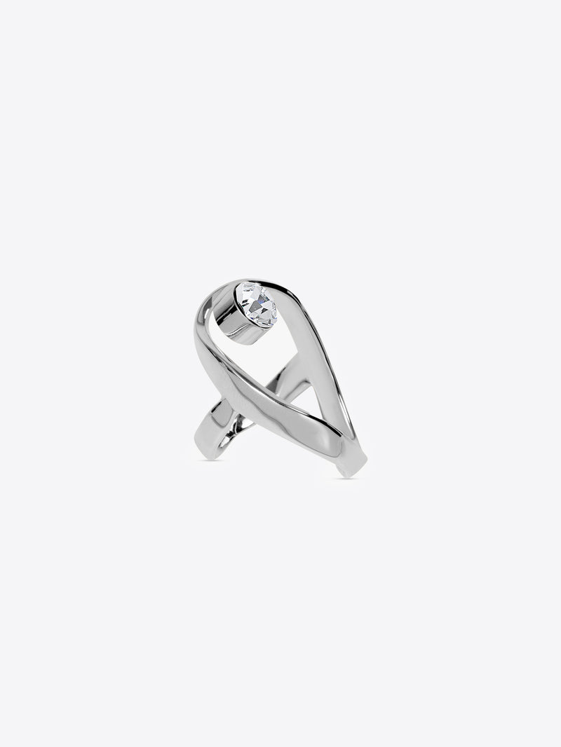 Dries Van Noten Waved Jewel Ring Silver