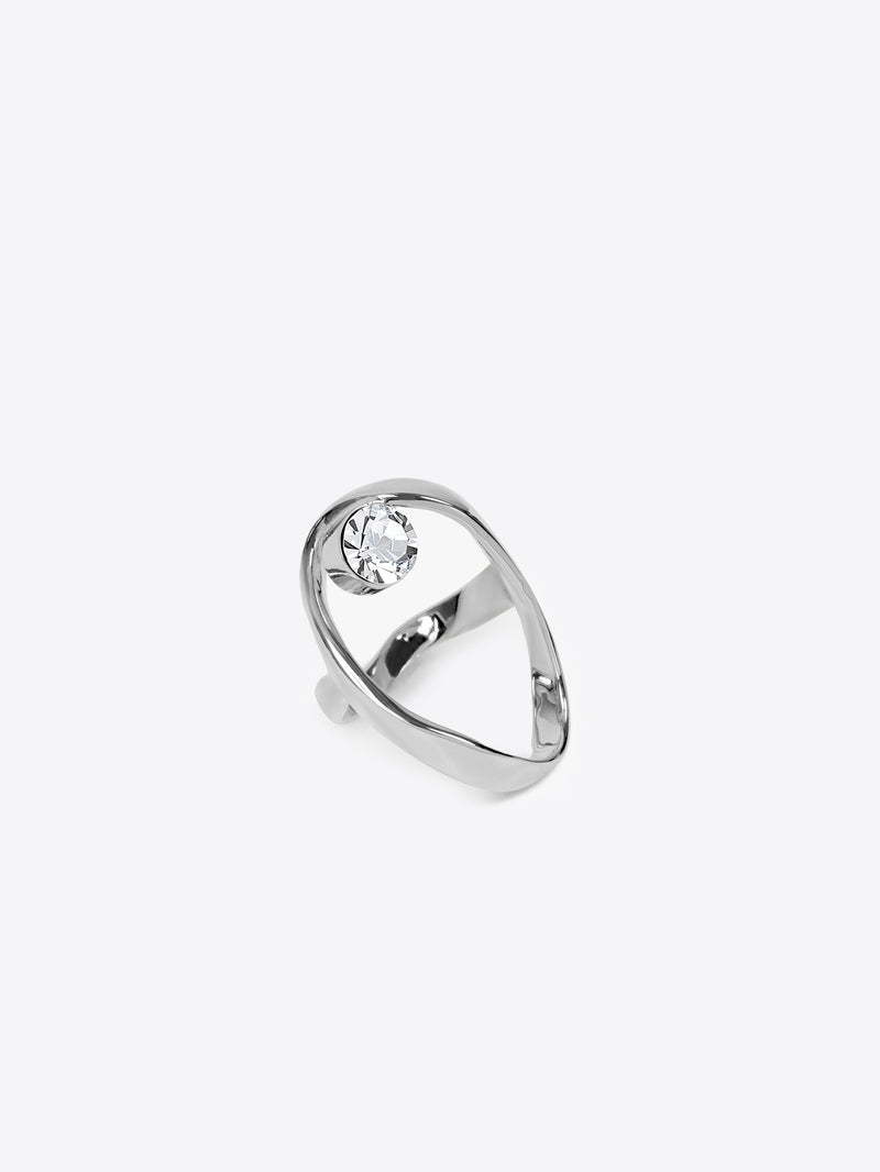 Dries Van Noten Waved Jewel Ring Silver