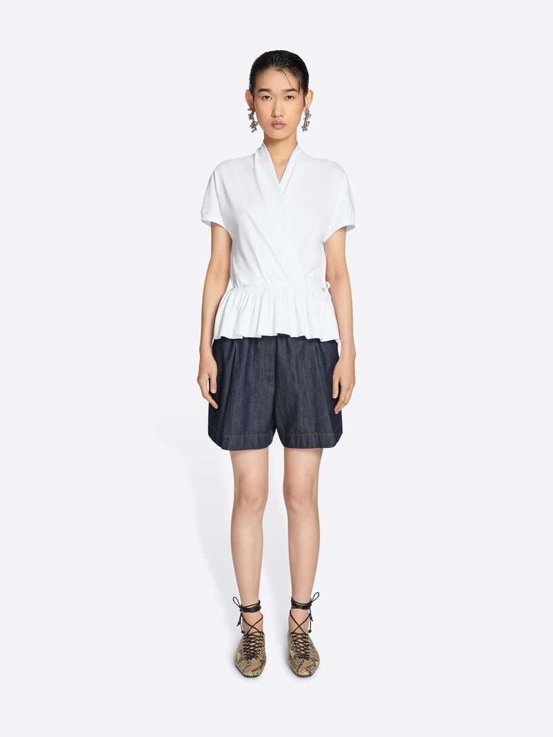Dries Van Noten Wide Denim Shorts Indigo