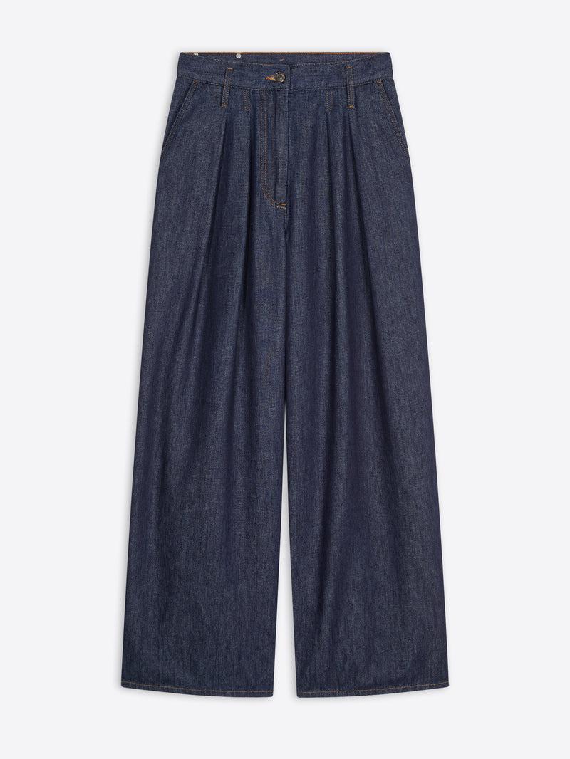 Dries Van Noten Wide Pleated Jeans Indigo