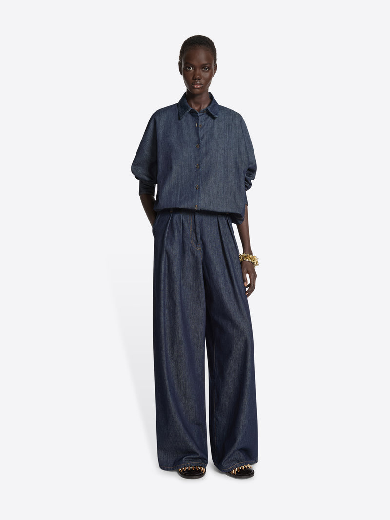 Dries Van Noten Wide Pleated Jeans INDIGO