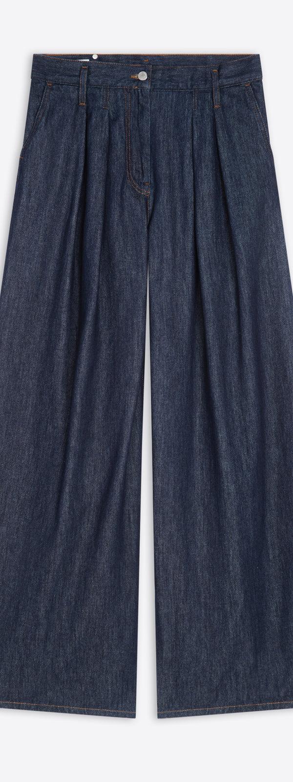 dries van noten Wide pleated jeans INDIGO