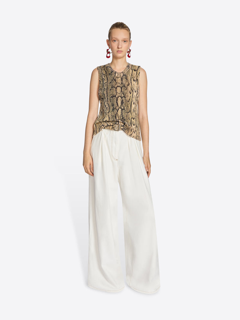 Dries Van Noten Wide Pleated Jeans Off White