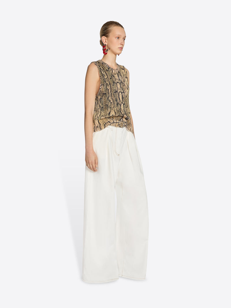 Dries Van Noten Wide Pleated Jeans Off White