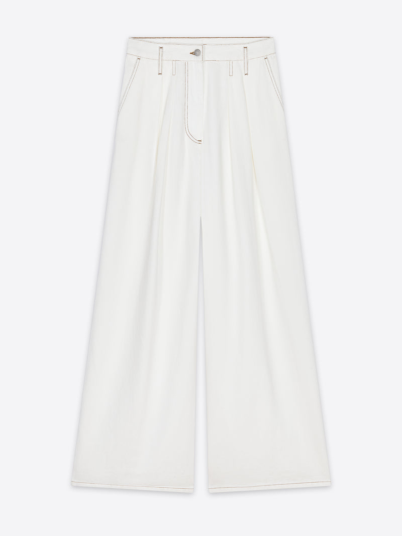 Dries Van Noten Wide Pleated Jeans Off White