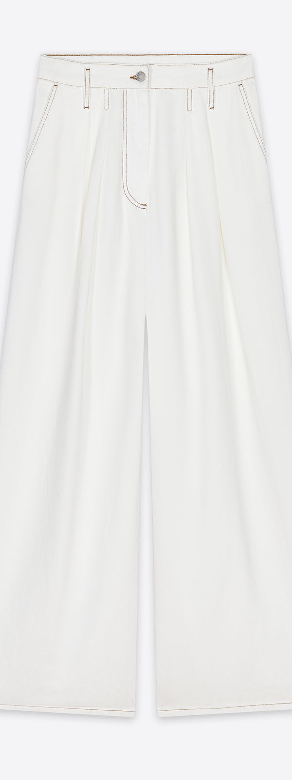 dries van noten Wide pleated jeans off white