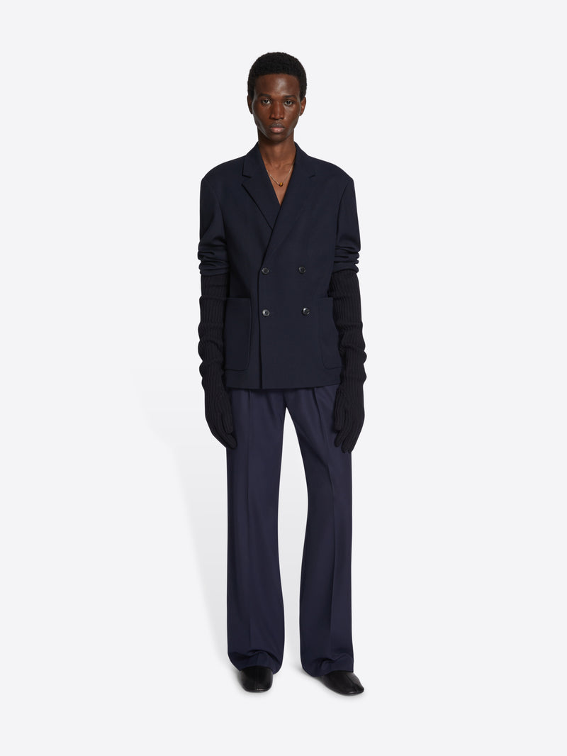 Dries Van Noten Wool Boxy Blazer Navy