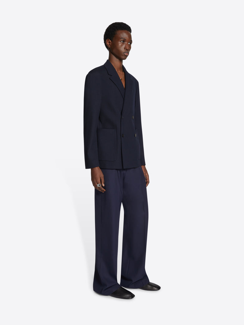 Dries Van Noten Wool Boxy Blazer Navy