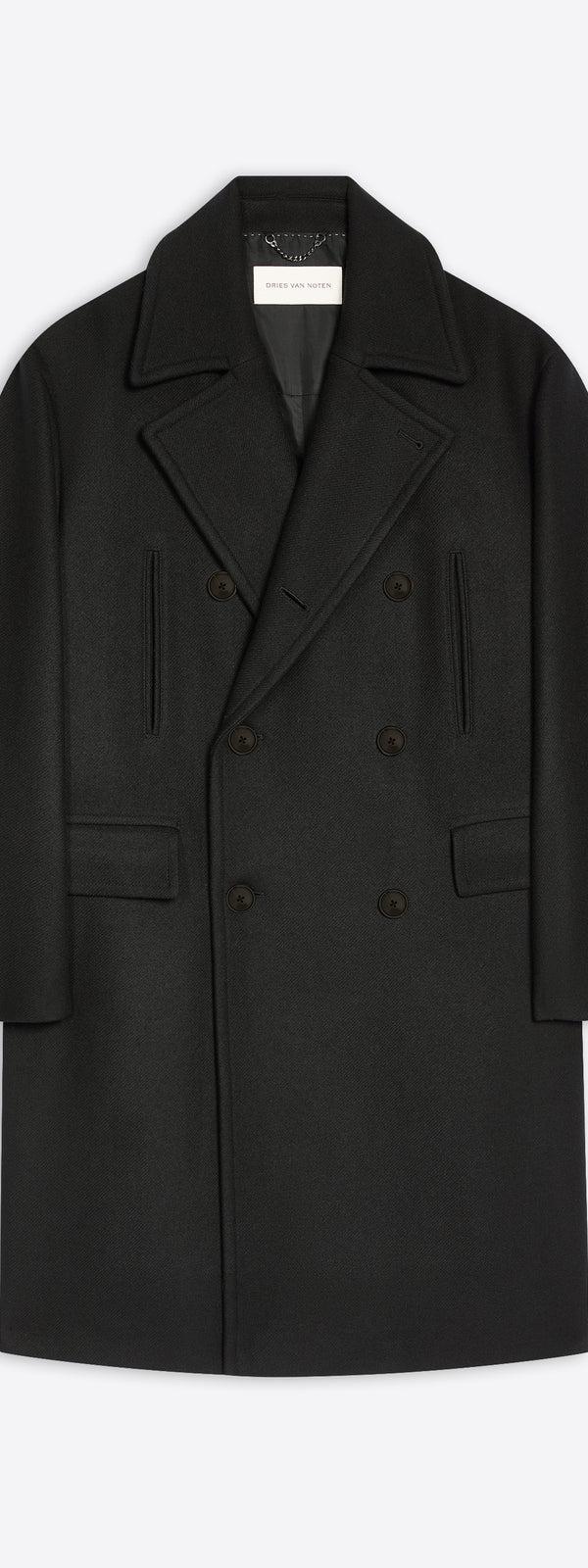 dries van noten Wool caban coat BLACK