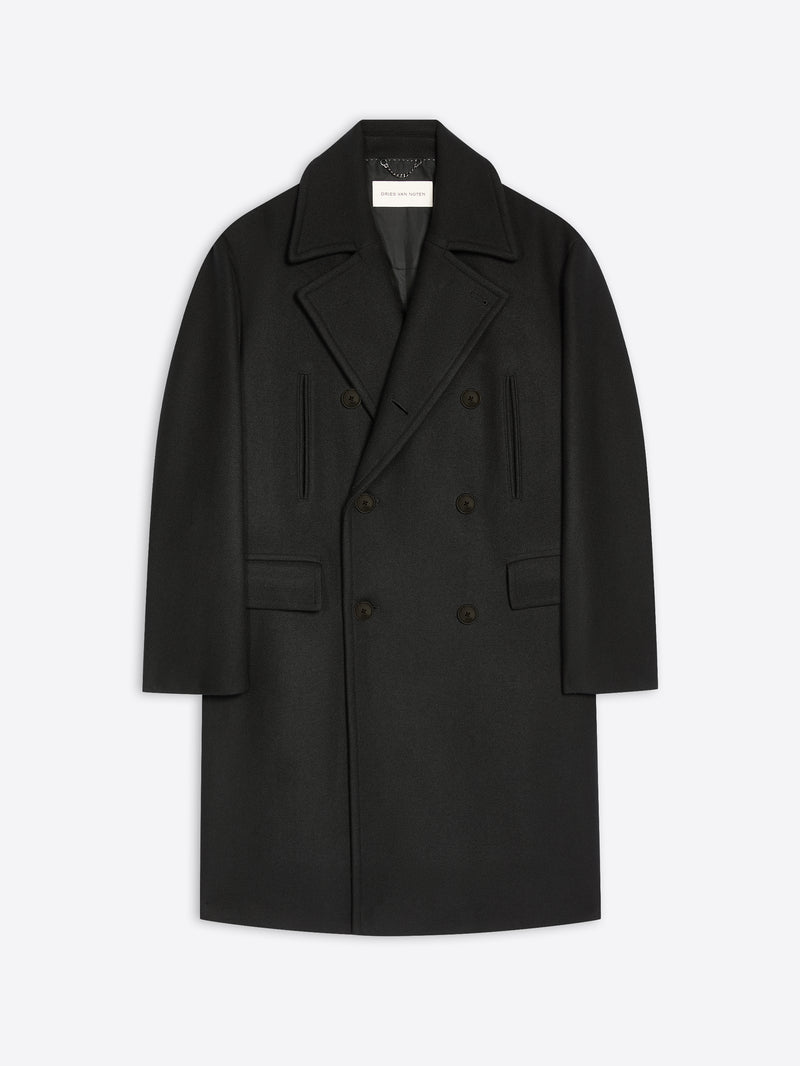 Dries Van Noten Wool Caban Coat BLACK