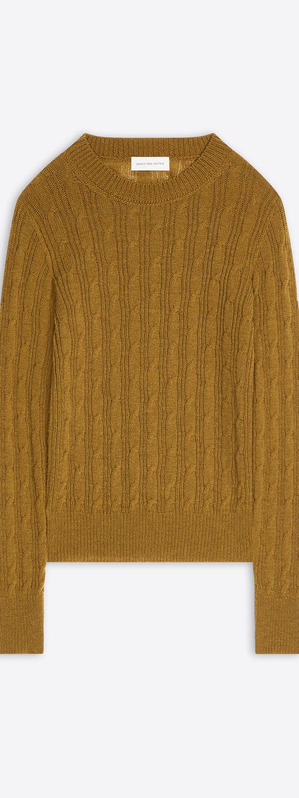 dries van noten Wool intarsia sweater KHAKI