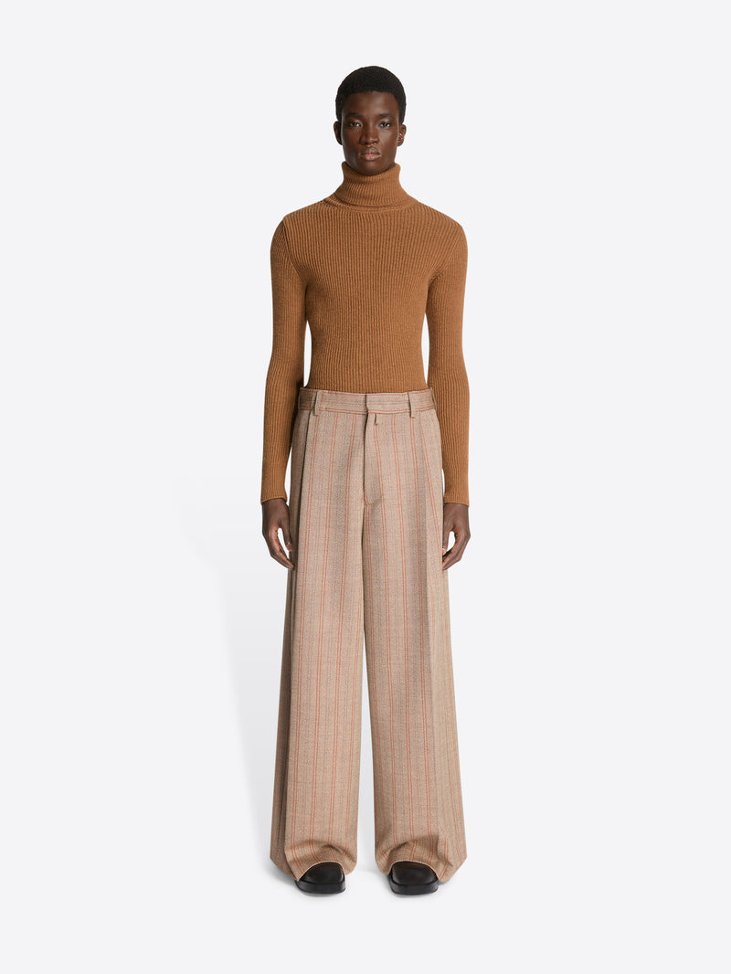 Dries Van Noten Wool Rib Sweater BROWN