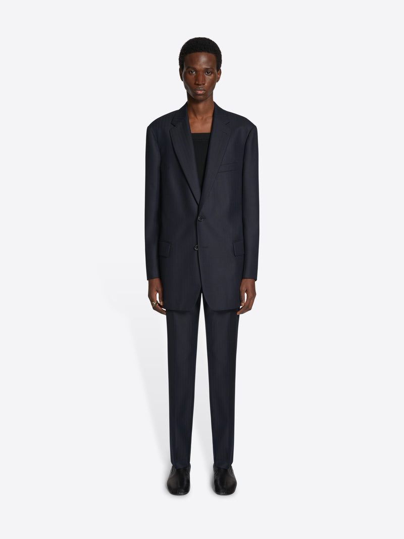 Dries Van Noten Wool Slim Fit Pants Navy