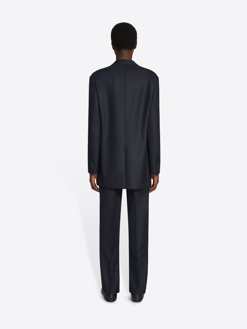 Dries Van Noten Wool Slim Fit Pants Navy