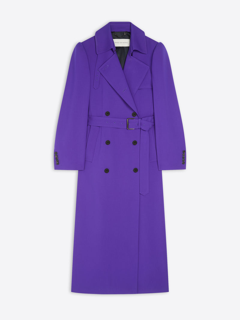 Dries Van Noten Wool Trench Coat PURPLE