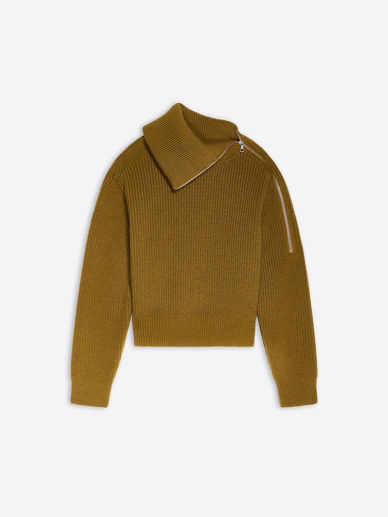 Dries Van Noten Zipped Wool Sweater KHAKI