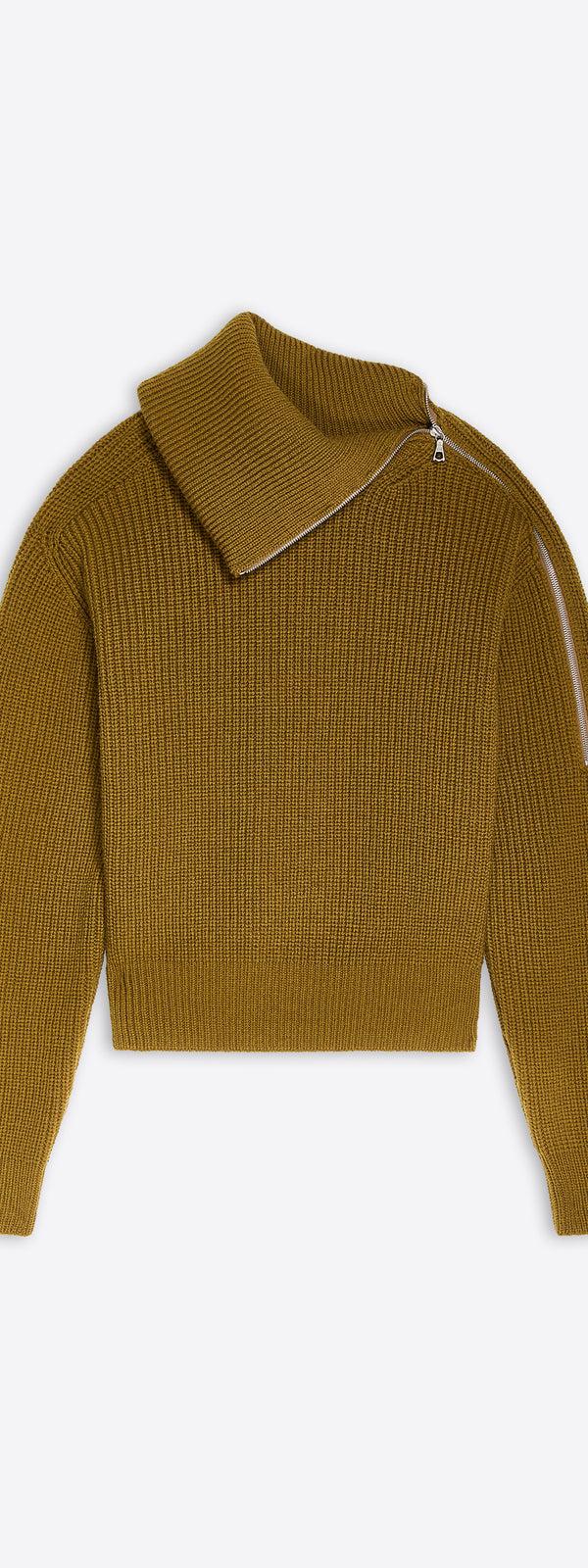 dries van noten Zipped wool sweater KHAKI