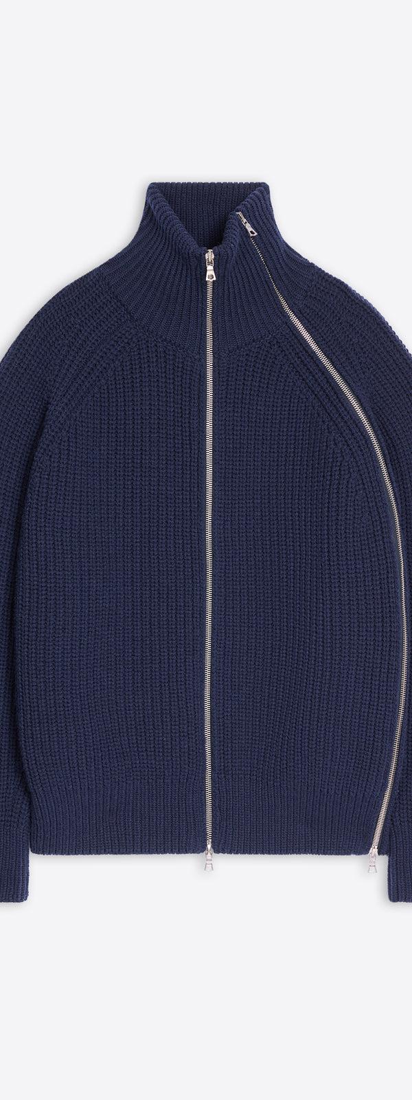 dries van noten Zipped wool sweater NAVY