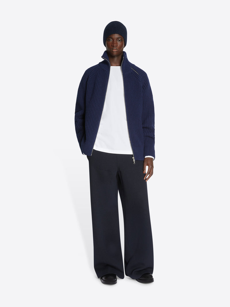 Dries Van Noten Zipped Wool Sweater NAVY