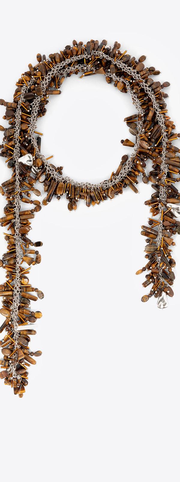 dries van noten Embroidered scarf necklace TIGER-EYE