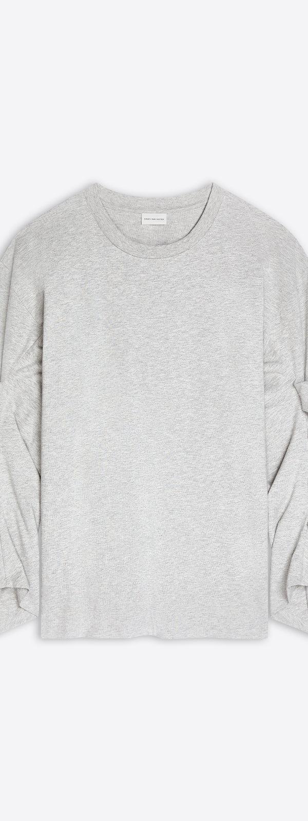 dries van noten Pleated sleeves T-shirt GREY MELANGE