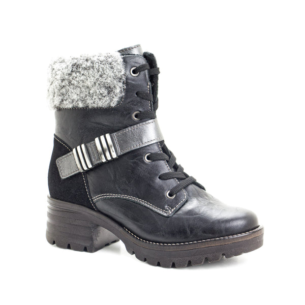 dromedaris Kameryn Scrunched Leather & Faux Fur Boot