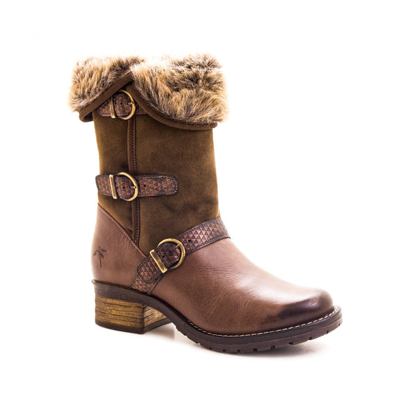 dromedaris Kya Mid-Calf Leather & Fur Boot