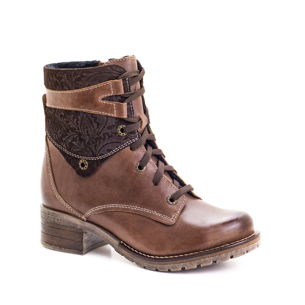 dromedaris Kara Scrunched Leather & Printed Suede Boot