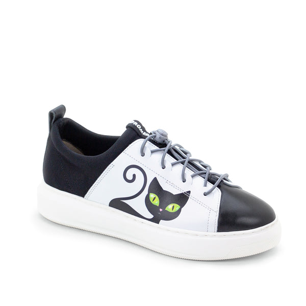 dromedaris Oyster Bay Leather & Canvas Sneaker - Oki Black Cat
