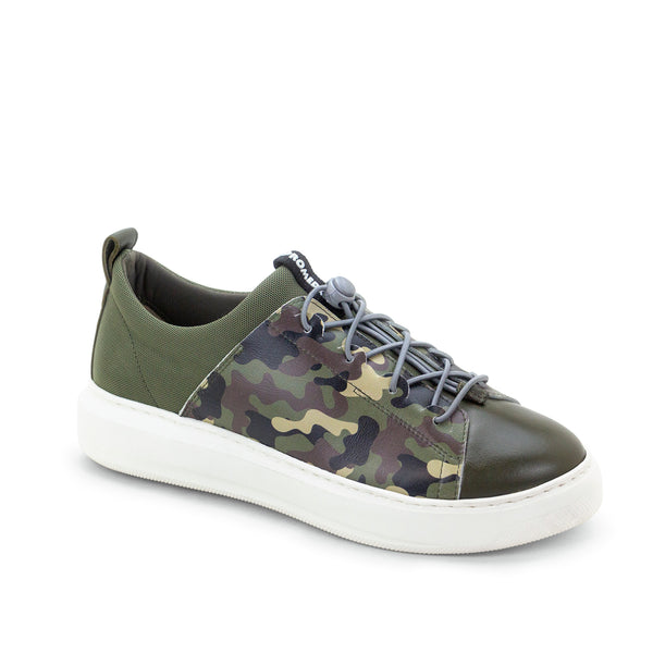 Dromedaris Oyster Bay Leather & Canvas Sneaker - Olive Camo