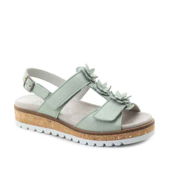 dromedaris Rosine Leather Flower Adjustable Sandals