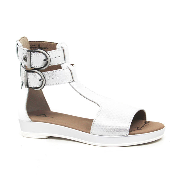Dromedaris Sophie Metallic Leather Gladiator Sandals